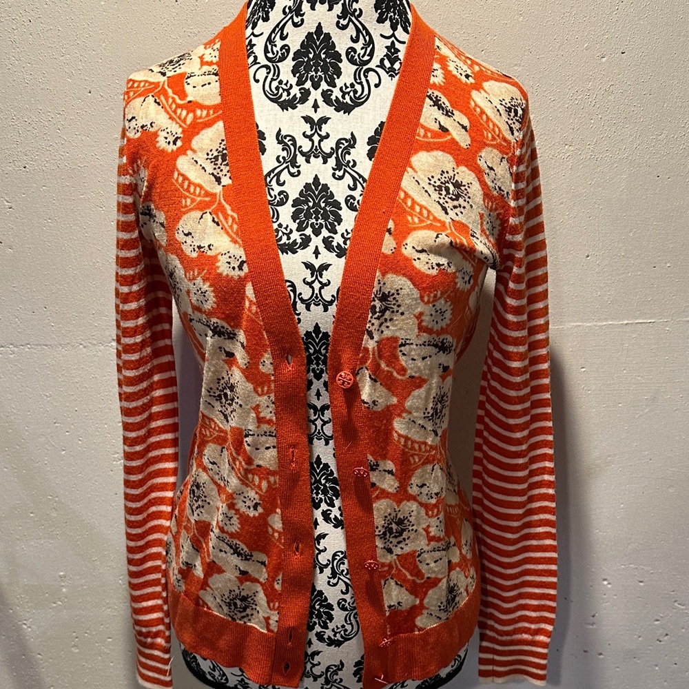 Tory Burch Orange Patterned Women's Cardigan